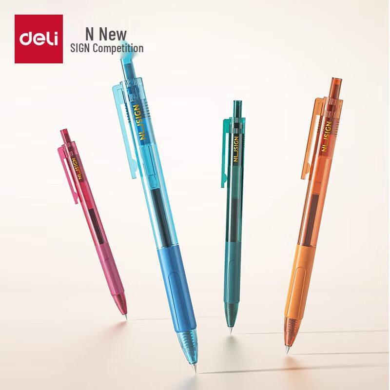 Deli NUSIGN Retractable Gel Pen, 0.5mm, Black (12-Pack)