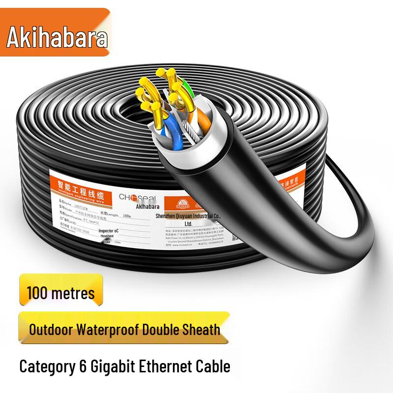 

CHOSEAL Cat 6 Outdoor Gigabit Pure Copper Ethernet Cable 100m