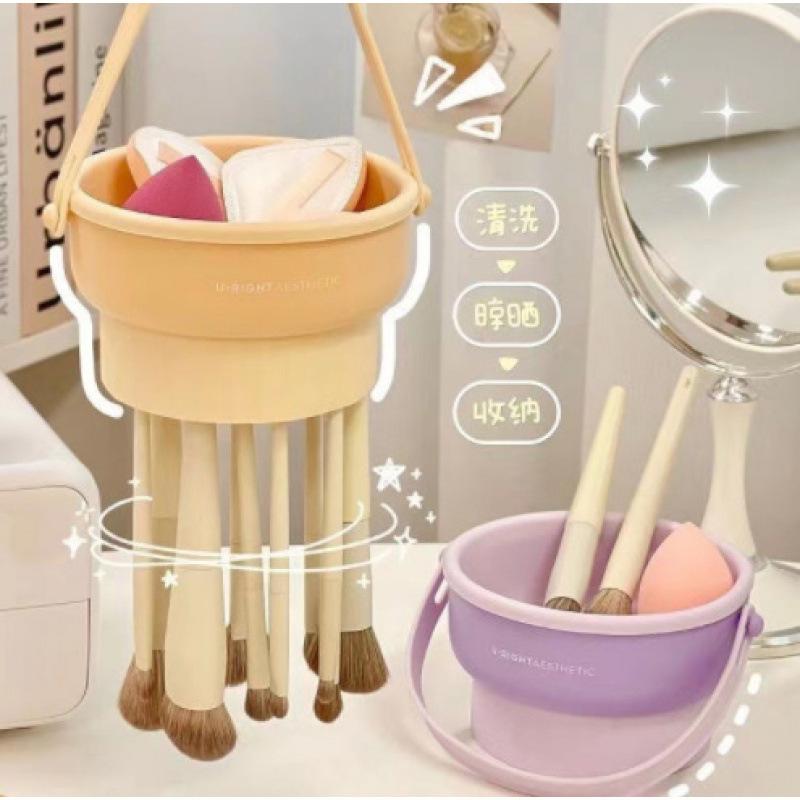1PCS Silikon Waschen Schüssel Make-Up Pinsel Reinigung Box Make-up Ei Trocknen Werkzeug Set Pulver Puff Waschmaschine Schwamm lagerung Artefakt