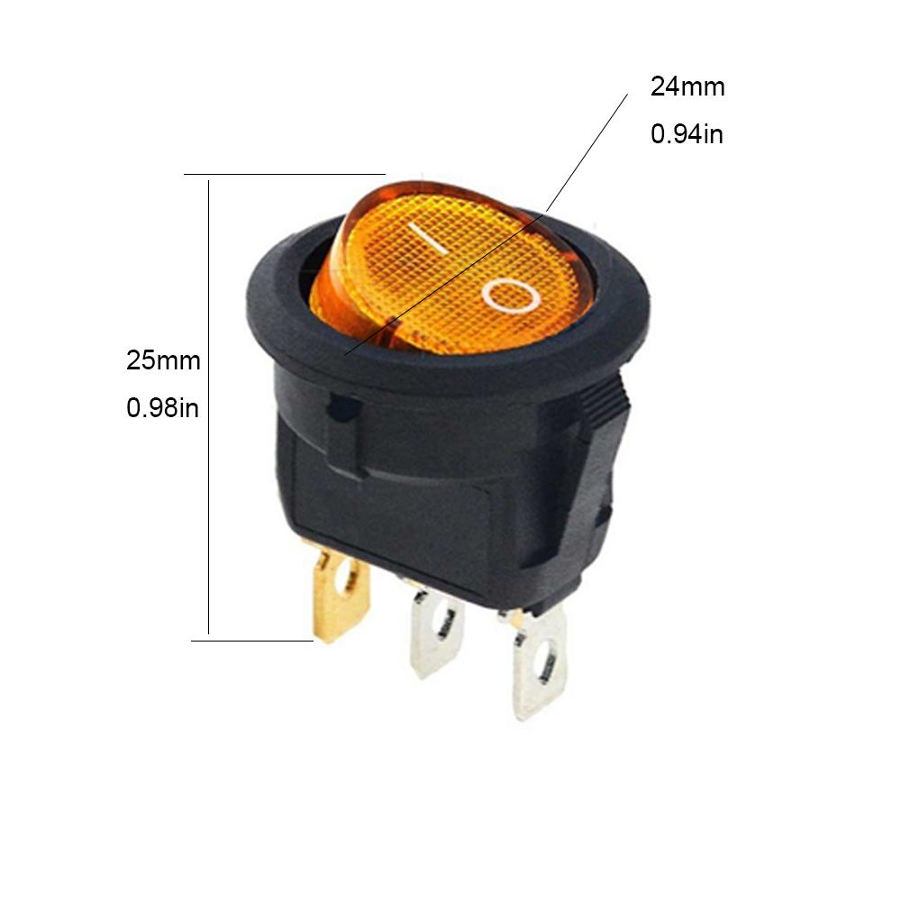 12pcs 3pin Round Switch 20A 12V Light with Color Switch Rocker Switch Can Be Used for Car Motorcycle Boat Bus RV Switches Seat 3