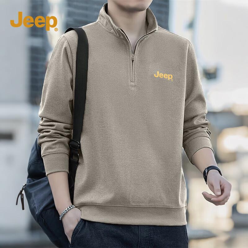 Jeep Men's Quarter-Zip Stand Collar Sweatshirt