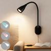 LED Flexible Gooseneck Wall-Mounted Reading Lamp, Dimmable & 3 Color Temperature Book Light for Desk or Bedside, Study Light