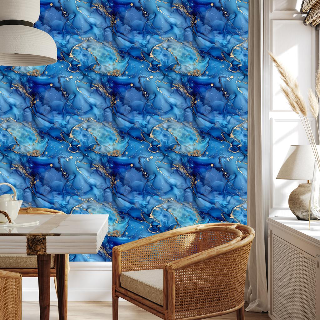 Wallpaper Ink blue, navy blue, turquoise and azure 50x1000