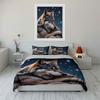 Wolf with starry background Print Bedding Set 1 Duvet Cover 2 Pillowcases for Adult and Children Luxury Gift Full Size