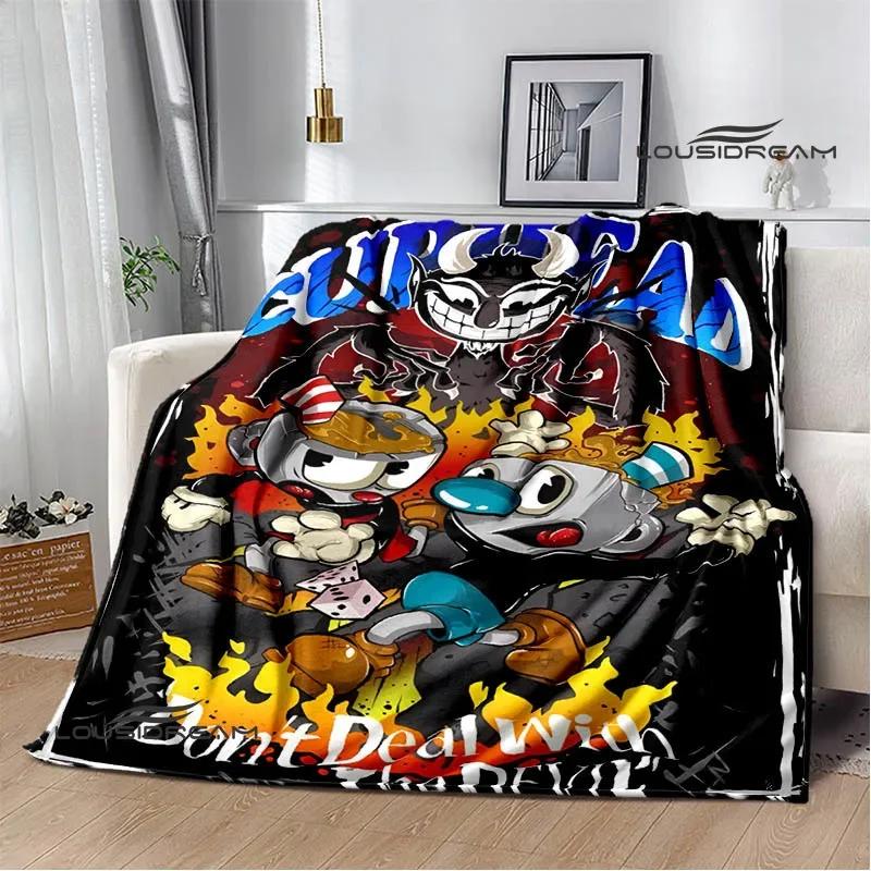Cuphead Cartoon Printed Blanket Fashion Bed Linings White Flannel Warm Blanket Soft Comfortable Blanket Birthday Gift