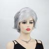 Damskie Mieszane Siwe Srebrne Kręcone Peruki z Grzywką Babci Syntetyczne Krótkie Warstwowe Włosy Codzienna Impreza Cosplay Żaroodporna Peruka z Włókna