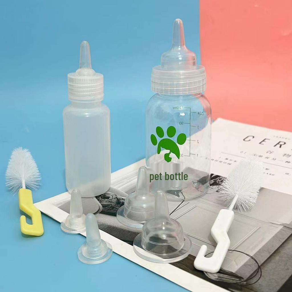 Sada lahviček na mléko s měkkým dudlíkem pro novorozená koťata a štěňata