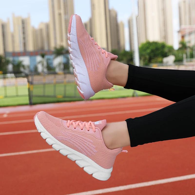 Bílé růžové dámské běžecké sportovní boty pohodlné joggingové tenisky jaro léto venkovní maratonské běžecké tenisky pro ženy