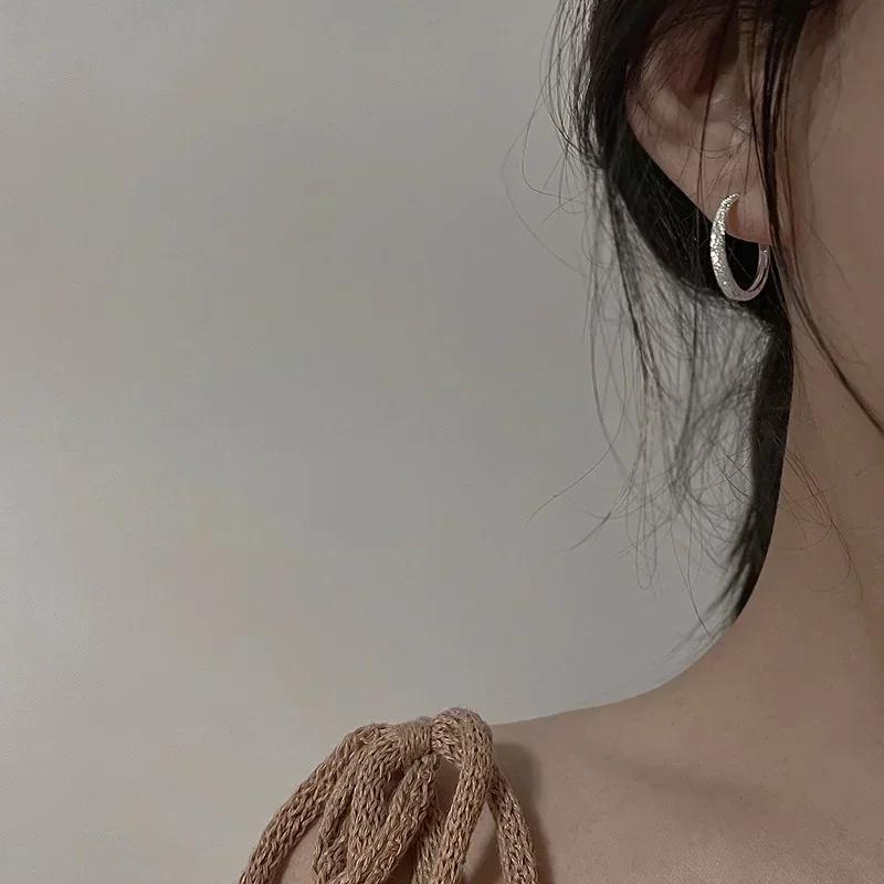 925 Sterling Copper Sparkling Round Hoop Earrings for Women Simple Geometric Creative Earrings Party Zircon