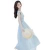 First love design dress women's summer waist drawstring splicing gentle wind waist thin temperament long skirt