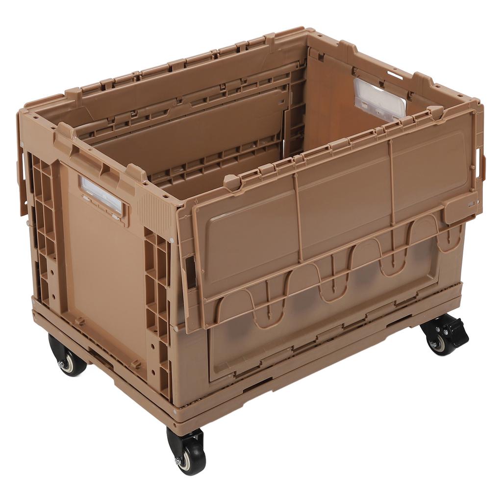  Storage Bin with Wheels PP Plastic Stackable Folding Transfer Basket for Home Garage SUV