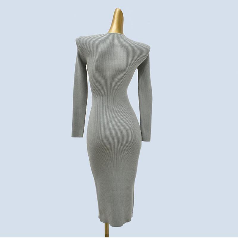 French Retro Design Long Overknee Sweater Dress Silm Slimming and Tight Hip Knitwear Dress Female Fall and Winter