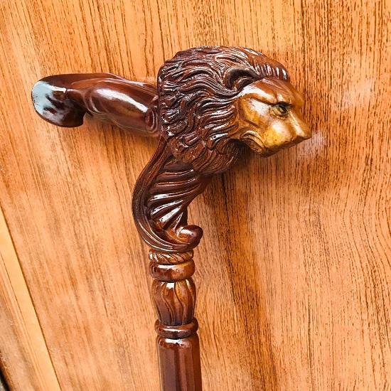 

Handcrafted Lion Head Wooden Walking Stick Luxury Collectible Cane