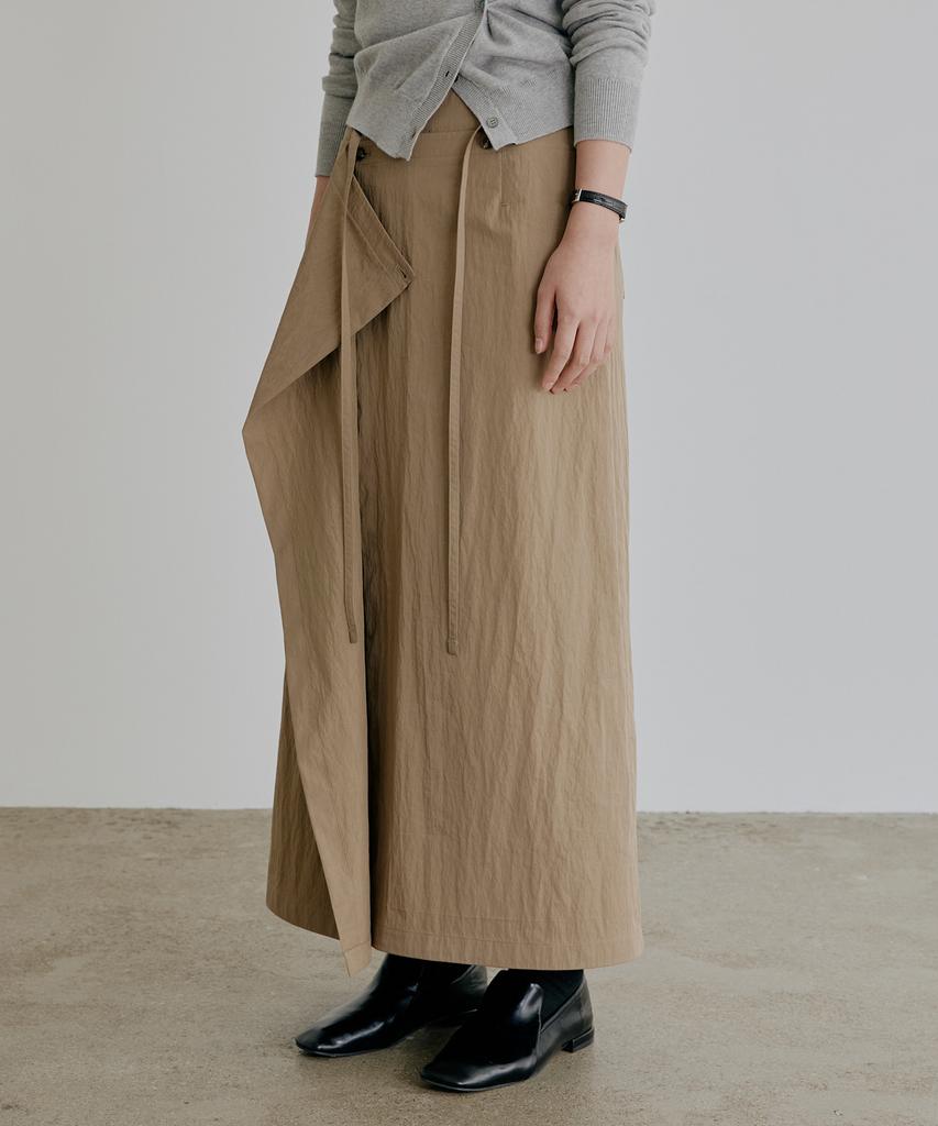 Artid Wrap Belted Long Skirt_Beige