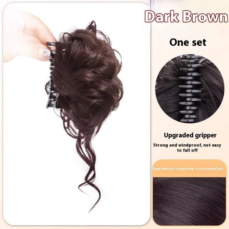 Postiço Sintético Coque Desarrumado Clipe de Garra Extensões de Rabo de Cavalo Estilo Scrunchie Coque Preguiçoso em Botão de Flor Chignon Rabo de Cavalo Ondulado Cacheado