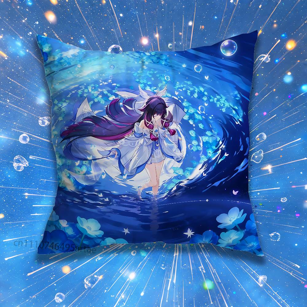 GGenshin Columbina Impact Vintage Anime Pillow for Sofa Seat Chair DecorativeModern Home Decor Print Throw Cushion