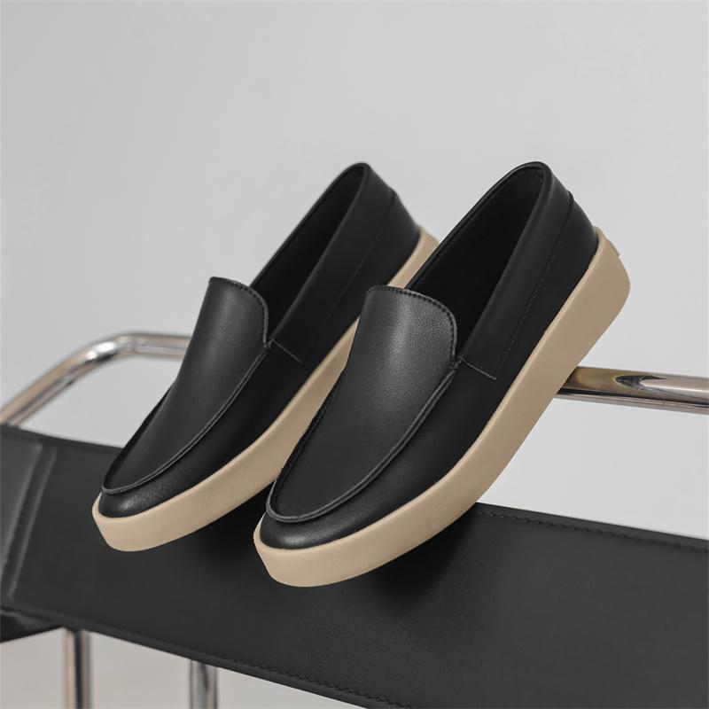 Fashion Classic Leather Mens Formal Loafers Simple Dress Moccasins Breathable Slip on Flats Leisure Walk Driving Shoes Man Driving Shoes