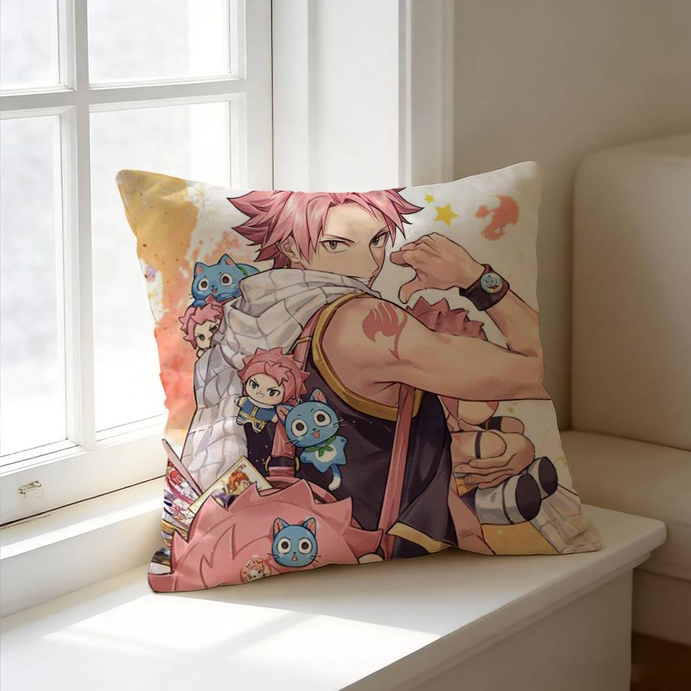 Adventure Anime F-Fairy T-Tail  Square Double-Sided printed Pillow Case Bedroom Bedside Pillow Sofa Cushion Cover