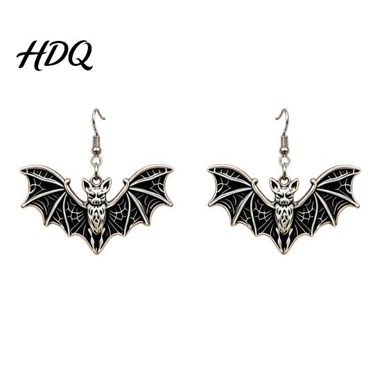 Unique Dark Aesthetic Jewelry Gothic Bat Halloween Accessory Vintage Punk Necklace Viking Durable Vampire Style Accessories Dangle Drop Earrings for