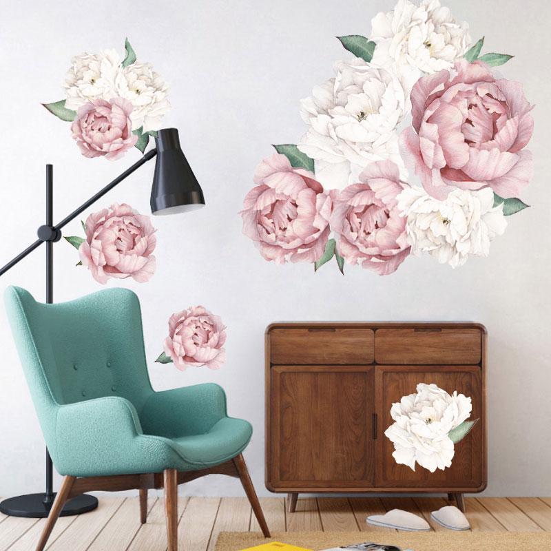 Buy DIY Purple White Peony Flowers Blossom Wall Sticker Nursery Kid ...