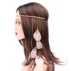 Vintage Peacock Feather Headgear Braided Rope Headband Hairband Women Boho Feather Headdress Indian Headwear Hair Accessories