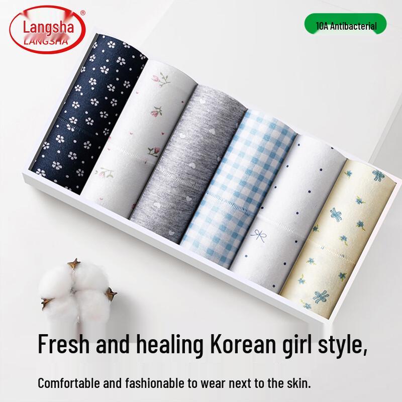 Langsha Women s 100% Cotton Seamless Antibacterial Mid-Waist Underwear 3-Pack XL