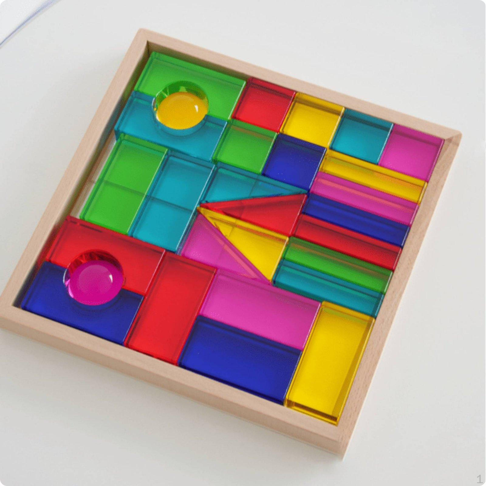 Geometric Cube Blocks High Clearness Transparent Rainbow Early Math Gem Cubes for