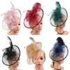 Vintage Dam Fascinator Hatt Fjäder Bröllopshuvudprydnad Chic Fjädernät Pannband för Kvinnor
