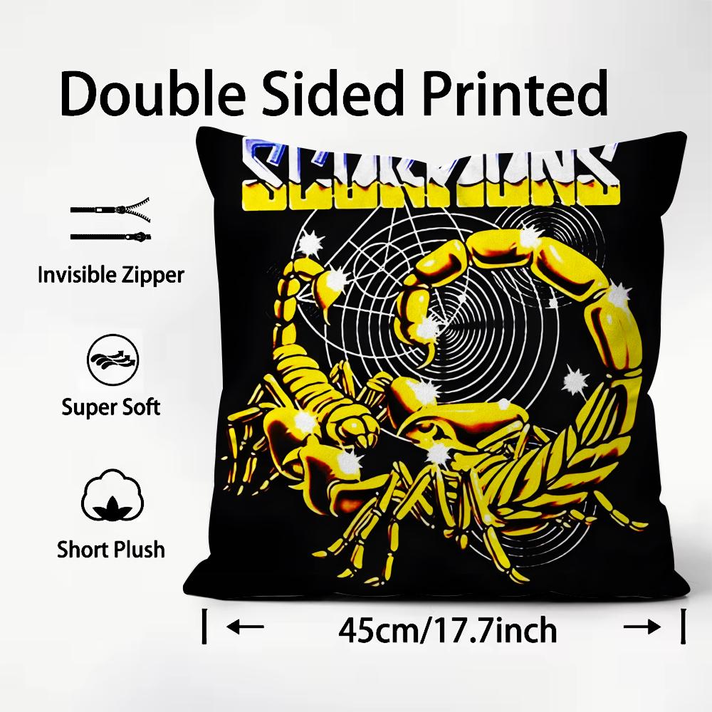 S-Scorpionss Band Cushion Cover Home & Car Dual-Scene Pillow Cover: Reversible For Premium Comfort