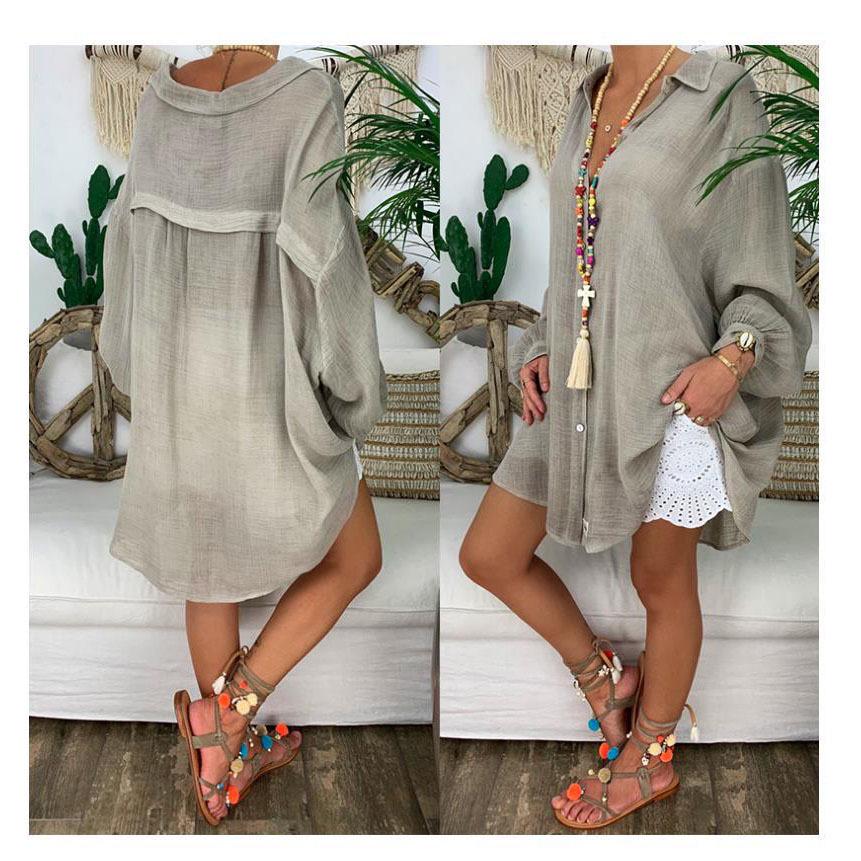2024 European & American Women's Spring/Summer Color Button Long Sleeve Loose Casual Shirt