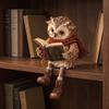 Retro Owl Figurine Vintage Reading Figurine, Holding Book Shelf Sitter, Round Glasses Statue for Bookshelf, Mantel, Home, Office, Gift Reader Resin