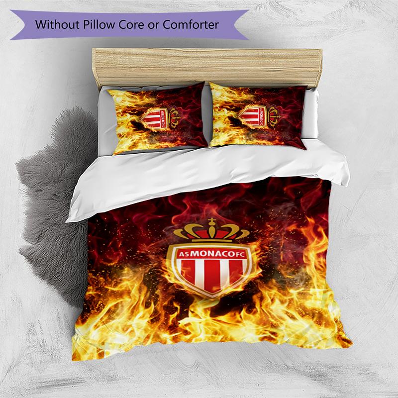 Monaco FC Printed 3PCS Bedding Set Breathable Duvet Cover with Pillowcases Decorative Bed Linen for Bedroom Home