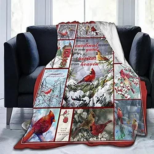 Bird Flowers Pattern Flannel Throw Blanket Super Soft Warm Lightweight King Queen Size for Bed Sofa Couch Blanket for Kids Gift
