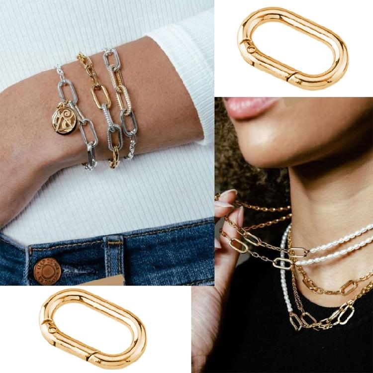 10PCS Oval Clasps Jewelry Finding Jewelry Clasps Keychain Clasp Keychain Attachments Brass Texture Perfect for Jewelry