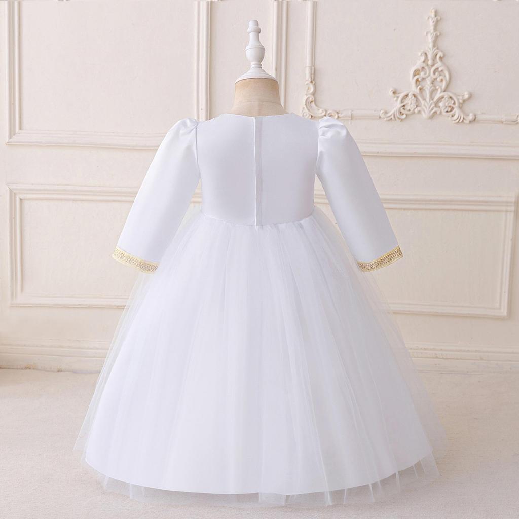 2025 Girls' Evening Mesh Princess Dress with Embroidery and Pleated Puffy Skirt for Flower Girls and Holidays