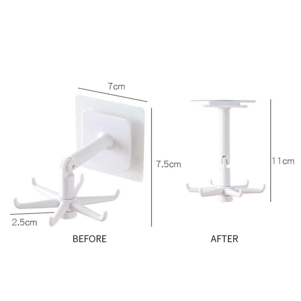 6 drápků otočný hák o 360° Nástěnná nálepka s děrovačem zdarma Kuchyňský odnímatelný stropní hák pro vážení