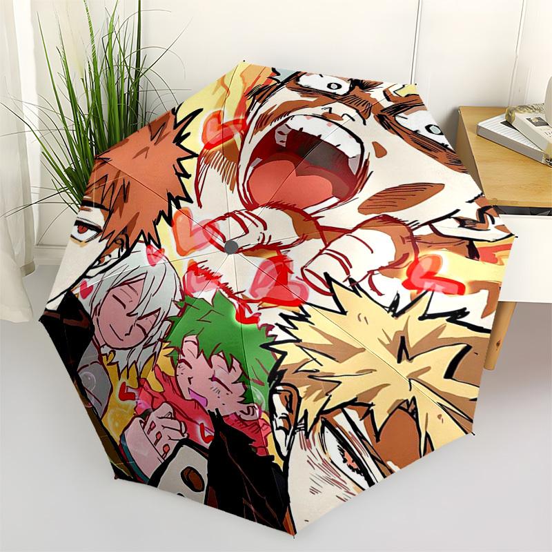 

1pc Boku no Hero Academia: Katsuki Bakugo Outdoor Umbrella - Automatic Opening/Closing, Portable Tri-Fold Design with 8-Rib Iron Frame, Perfect Gift f