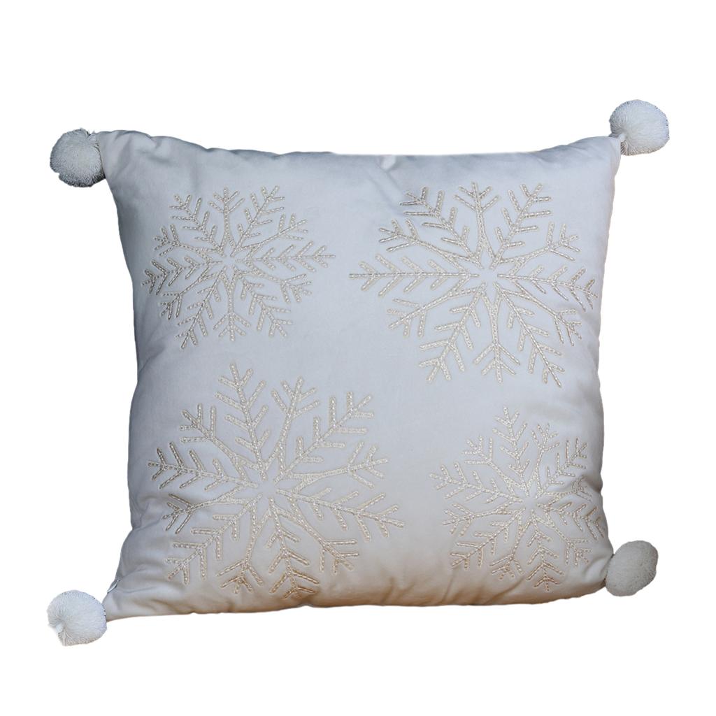 2024 Christmas Cushion Cover Embroidery Snowflake Pillowcase Merry Christmas Decoration for Home Winter Sofa Couch Offie