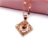 Exquisite Russian Purple Gold Brushed Craft Hollow Rhombus Pendant Plated Rose Gold Color Gold Rose Gold Collarbone Chain