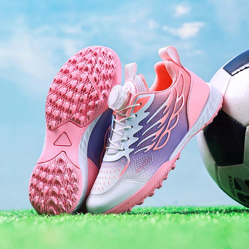 2025 new children's rotating buckle football shoes boys and girls TF broken nails primary and secondary school students training competition sports s