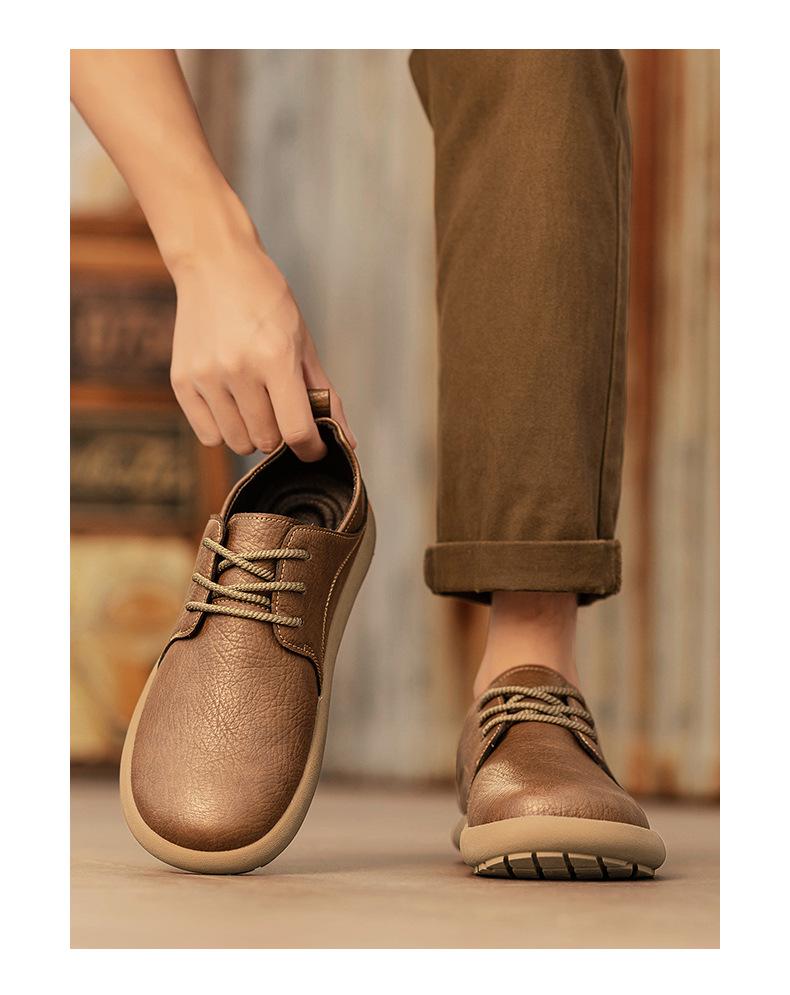 Men's 2025 Winter Retro Leather Casual Sports Shoes - Non-slip, Soft Sole, British Style Work Footwear