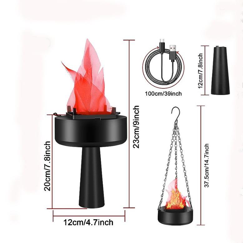 Rechargeable Handheld Electronic Flame Simulation Torch for Parties and Bonfires