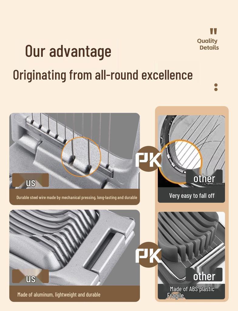 Multifunktionell äggskärare i aluminiumlegering för century- och vanliga ägg
