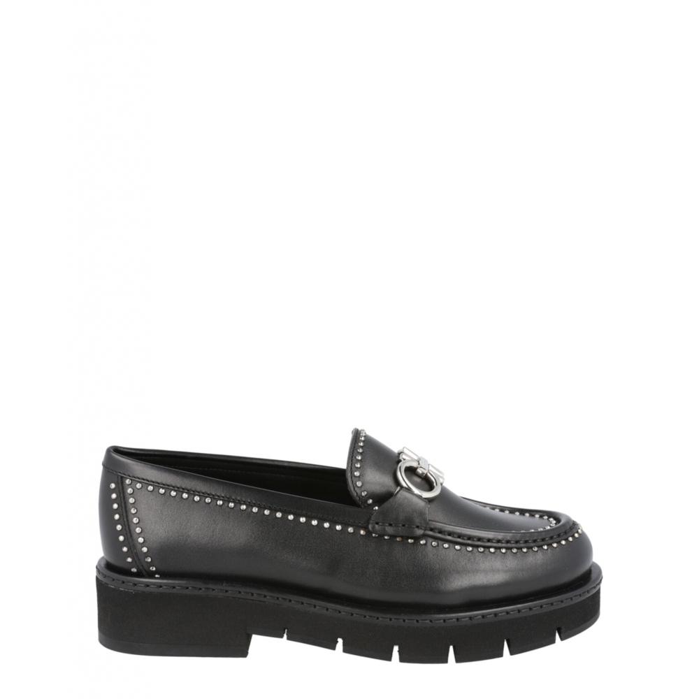 

Salvatore Ferragamo Rolo Lug Studded Loafers Nero US 6