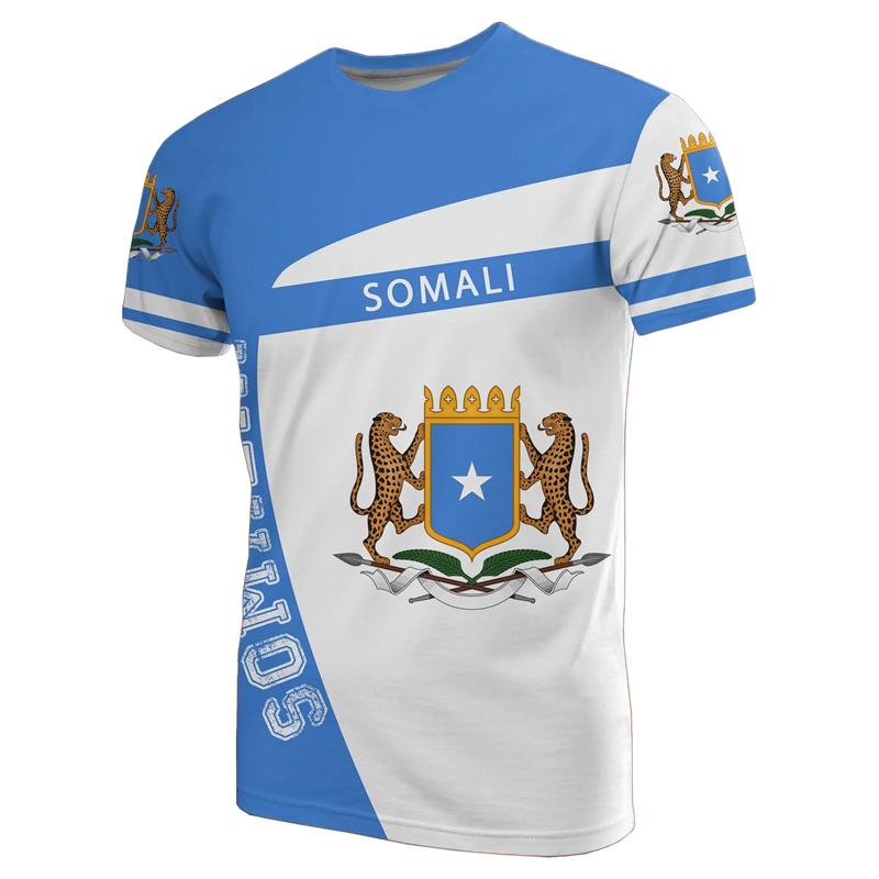 Summer African Somalia T Shirt For Men 3D Printed Coat Of Arms T-shirt Leisure Crew Neck Short Sleeves Tops Oversized Tee Shirts