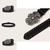 Punk Leather Belt For Men With Rivet Studs And Buckle Casual Waist Accessory For Hip Hop Style