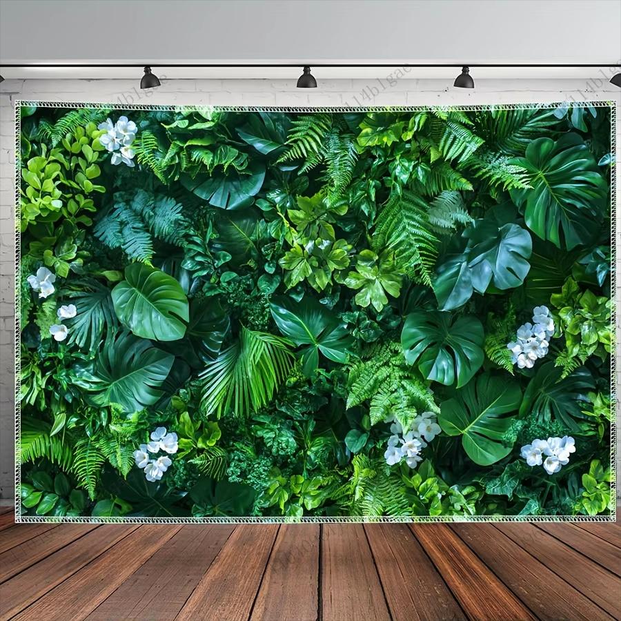 Bujny Zielony Gobelin Roślinny Wezgłowie Gobelin Ścienny Życie Roślin Tkanina Tło Baner Ogrodowy Piękno Botaniczne Dekoracja Domu
