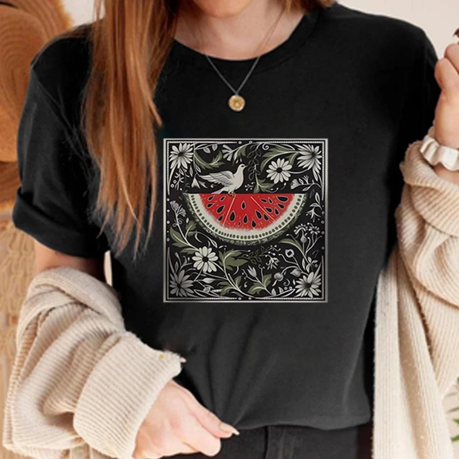 

Retro Boho Watermelon Shirts This Is Not A Watermelon Shirt Human Rights Tee Watermelon Flag Tshirt Trendy Aesthetic Clothes S