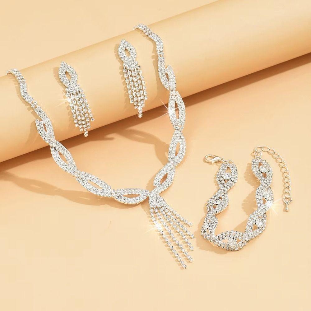 Rhinestone Tassel Wedding Bridal Accessories Rhinestone Jewelry Set  Girl Fashion Accessory