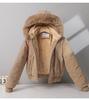 Women's Fleece-lined Cotton-padded Coat with Big Fur Collar Short Thickened Hooded Jacket
